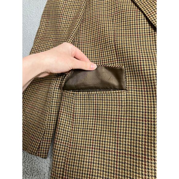 Vintage Lord & Taylor Blazer 42 Tall Ralph Lauren Wool Houndstooth Beige Tan 42T - Picture 2 of 14
